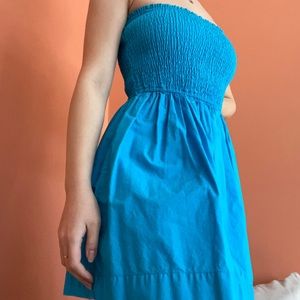 Hollister Blue Ruched Strapless Summer Dress